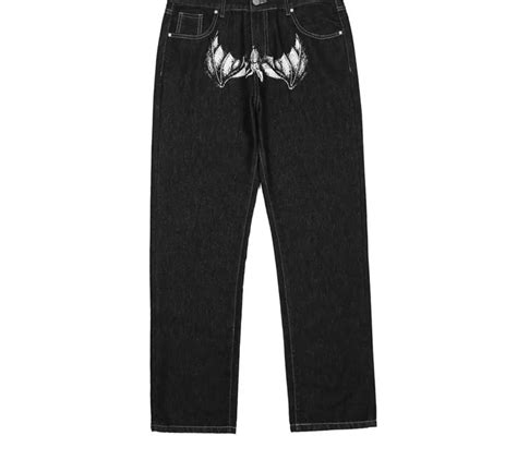 2023 Harajuku Hip Hop Gothic Denim Pants For Men Graphic Print Baggy Punk Rock Jeans In Black