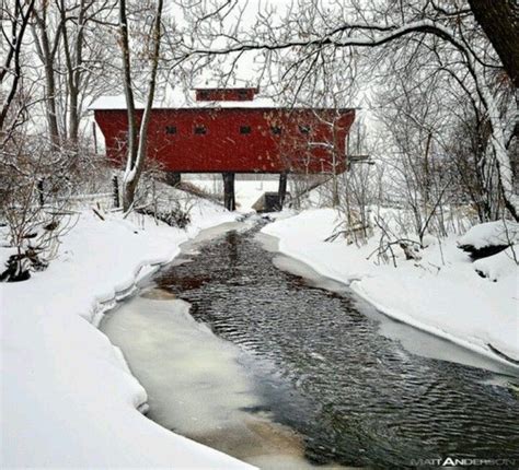 Wisconsin Covered Bridge Beautiful In The Snow If You