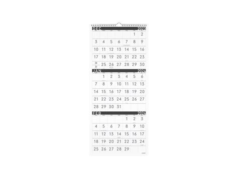 2024 At A Glance Contemporary 12 X 27 Three Month Wall Calendar White