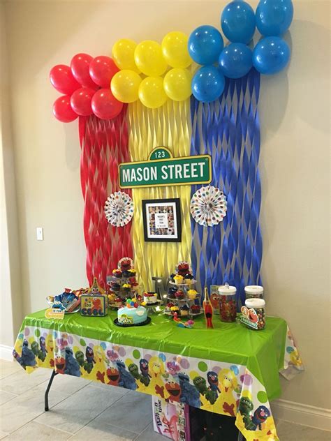 Despite the theme, the day of the party was not sunny at all. Sesame Street first birthday party. #elmo #sesamestreet # ...