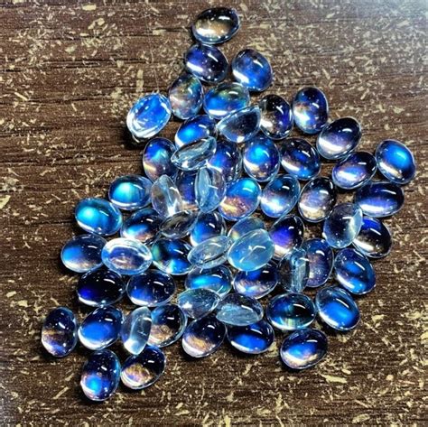 100 Natural Rainbow Moonstone Cabochon Aaa Top Grade Calibrated