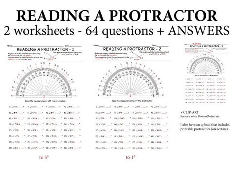 Reading A Protractor Measuring Angles 64 Questions Over