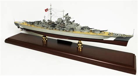 Kms Bismarck Ship Model Wwii German Battleship 1350 Scale Mahogany