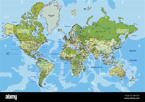 Highly Detailed Political World Map With Labeling Vector 861