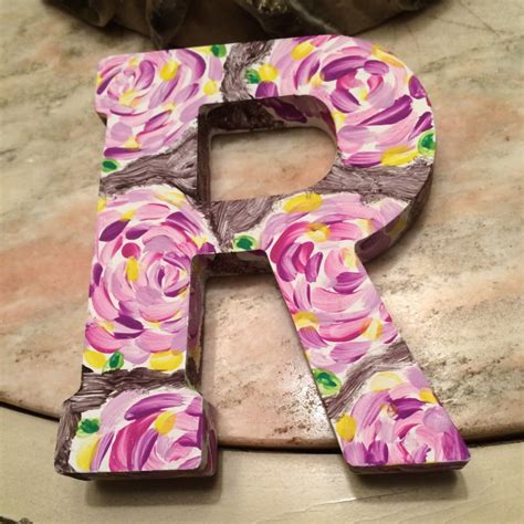 Floral Custom Made Hand Painted 425 Wooden Letter Etsy