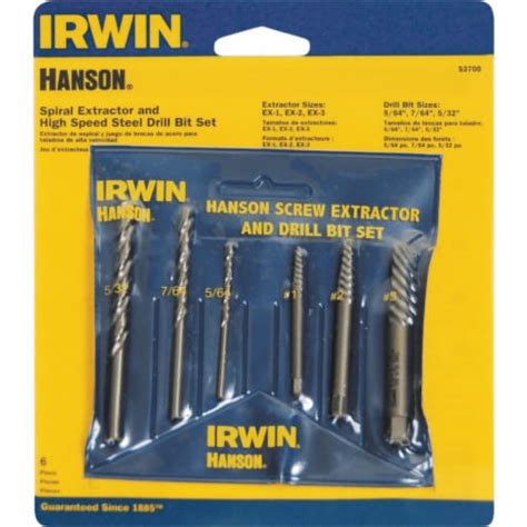 Irwin Hanson Spiral Screw Extractor And Drill Bit Set 6 Pc Harris Teeter