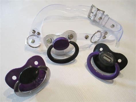 Abdl Locking Clear Pvc With 3 Adult Pacifiers Swapsie Gag