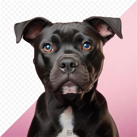 Premium Psd Close Up Photograph Of A Black Purebred Staffordshire