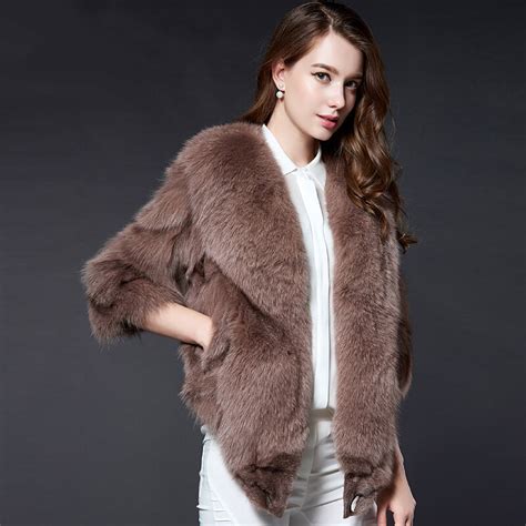 Top Quality Noble Elegent Natural Fox Fur Coats Outerwear Women Real Fur Jacket Fur Cloak
