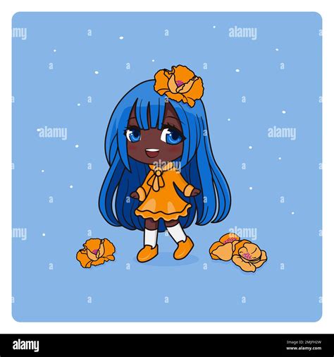 Cute And Kawaii Girl With Poppies Manga Chibi Stock Vector Image And Art