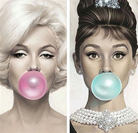 £995 Gbp Two Framed Prints Audrey Hepburn And Marilyn Monroe Blowing Bubbles Pictures Ebay