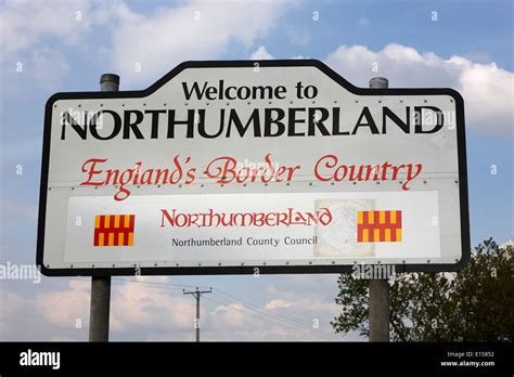 Welcome To Northumberland County Council Sign Uk Stock Photo Alamy