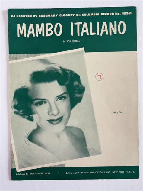 mambo italiano by bob merrill rosemary clooney 1954 vintage sheet music 9 00 picclick