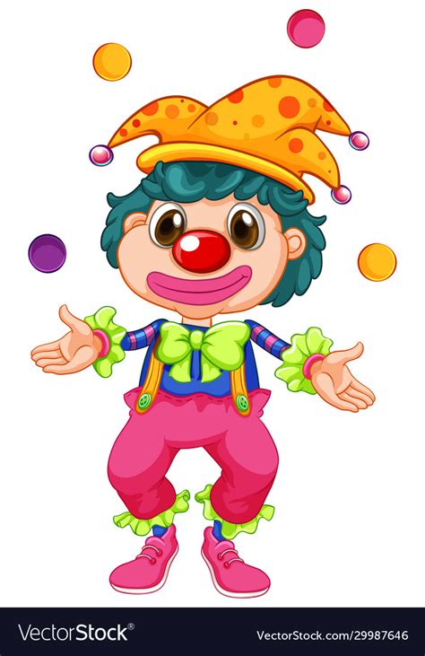 Funny Clown Juggling Balls On White Background Vector Image