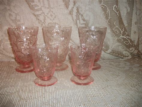 Vintage Depression Glass Anchor Hocking Pink Drinking Glasses