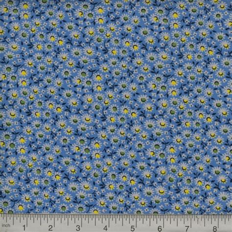 Blue Floral Calico 100 Quilt Cotton Fabric By The Yard Etsy