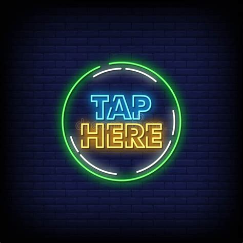Tap Here Neon Signs Style Text Vector Stock Vector Illustration Of