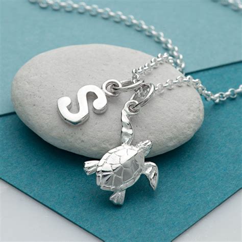 Personalised Silver Turtle Necklace Lily Charmed Gift Necklace Long