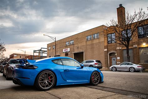 Porsches Parked Outside Of Midwest Performance Cars In Chicago
