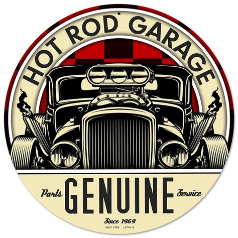 Pasttime Signs Vintage Hot Rod Garage Genuine Parts