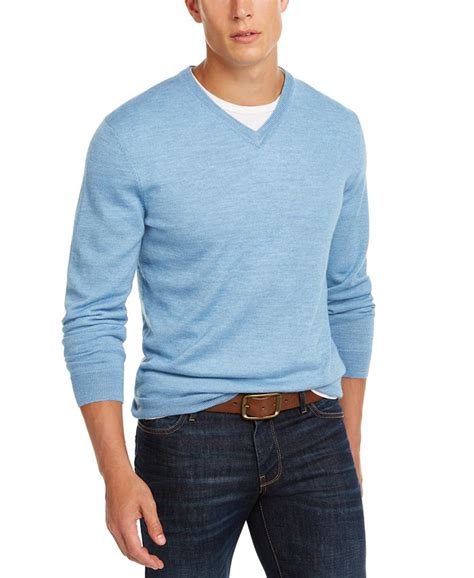Club Room Mens Solid V Neck Merino Wool Blend Sweater Created For