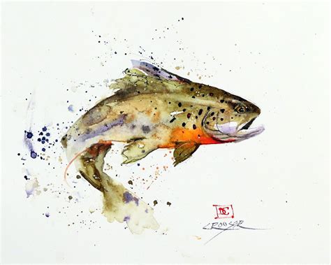 Jumping Trout Watercolor Fish Print By Dean Crouser Watercolorarts