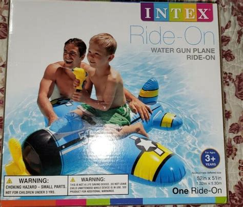 Water Gun Plane Ride On Pool Float With Squirt Gun Grey And Blue