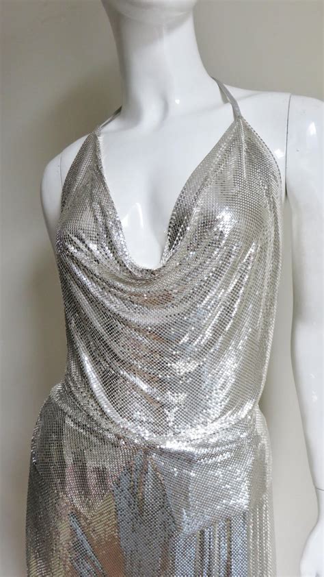 Anthony Ferrara Silver Metal Mesh Halter Top And Skirt Set 1970s For
