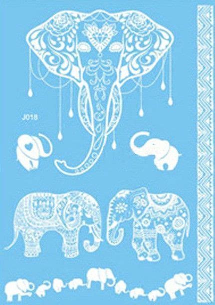 white faux henna temporary tattoo in elephants pre order item elephant tattoo small