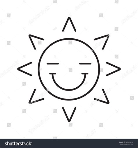 Happy Sun Smile Linear Icon Smiley Stock Vector Royalty Free