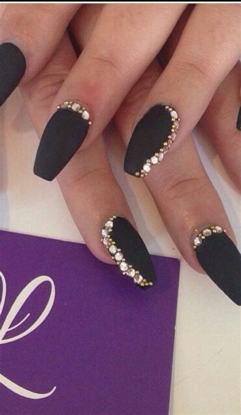 10 Gorgeous Black Nail Designs With Diamonds For 2019 Check It Out