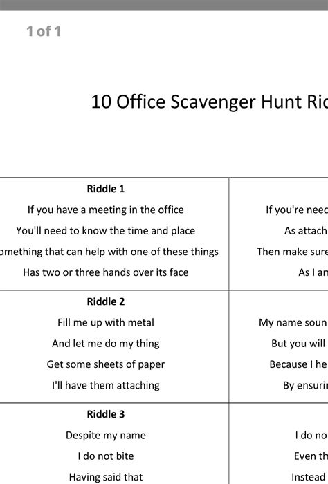 Scavenger Hunt Riddles For Adults At Work