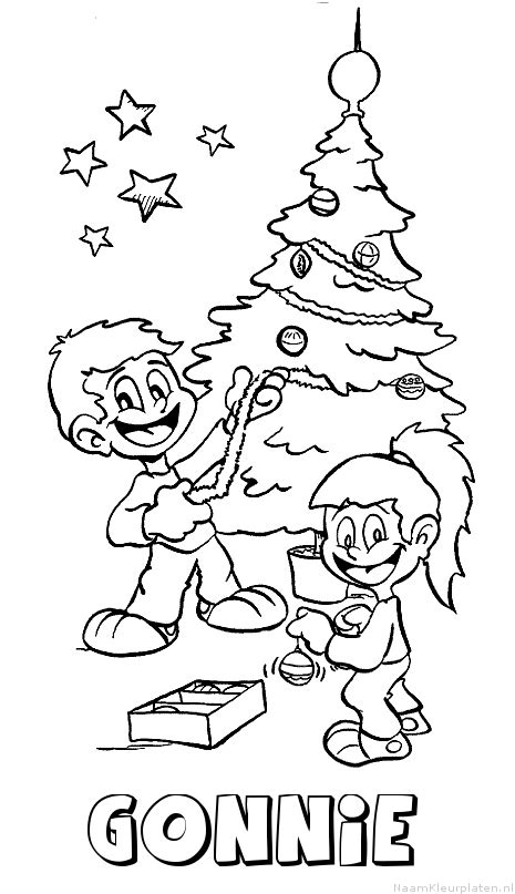 Gonnie kerst kerstboom Naam Kleurplaat
