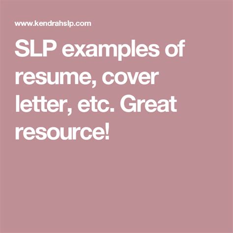 Speech language pathologists diagnose and treat patients with speaking and swallowing difficulties. SLP examples of resume, cover letter, etc. Great resource ...