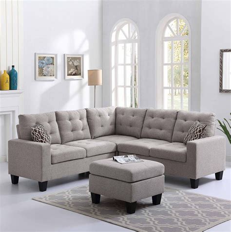 The ottoman and ottoman pillow don't stay securely in place. Pawnee Symmetrical Sectional with Ottoman | Fabric ...