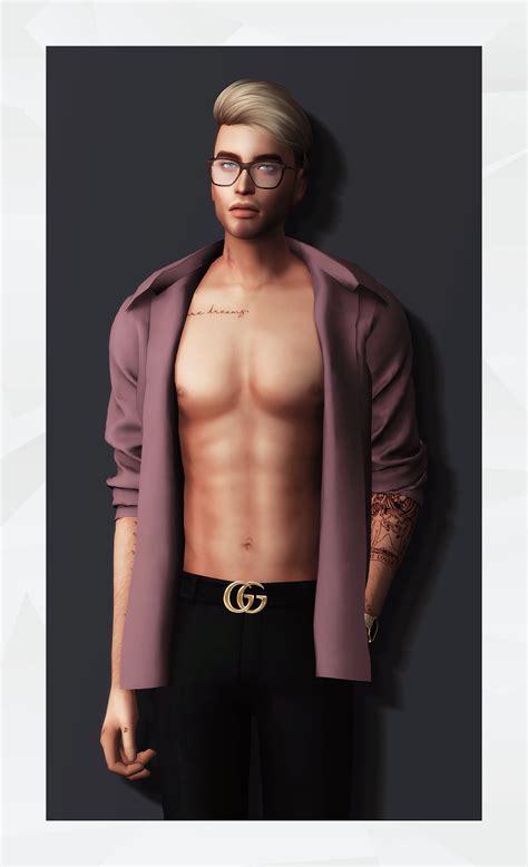 Open Shirt Ii By Gorilla X3 Sims 4 Men Clothing Sims Sims 4 Male