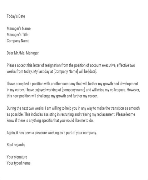 Corporate Resignation Letter Templates 8 Free Word Pdf Format