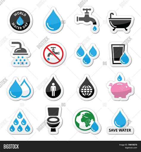 World Water Day Icons Vector And Photo Free Trial Bigstock