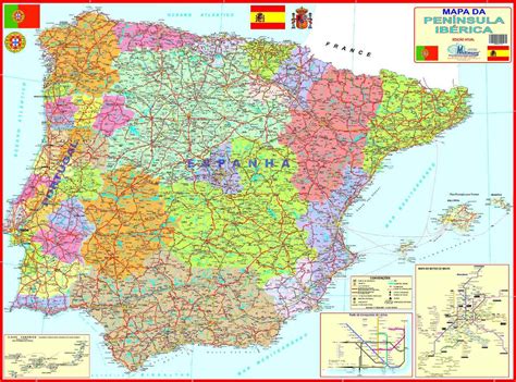 Mapa Politico De Portugal Y De Espana Ilustracion Del Vector Images