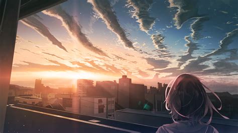 Minimum resolution and proper aspect ratio. Download 2560x1440 Anime Landscape, Sunset, Clouds ...