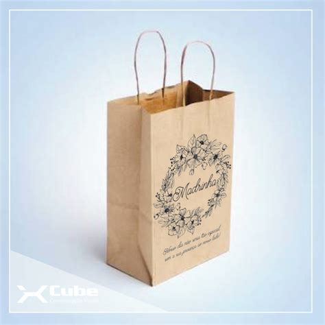 Produtos diferenciados agregando design e qualidade. Sacola Papel Kraft - Madrinha 18x30x11 no Elo7 | Cube ...