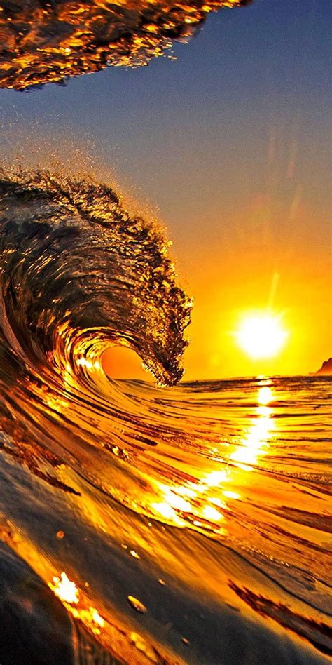 Waves Sunset Hd Phone Wallpaper Peakpx