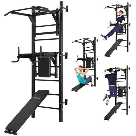 Physionics Fitness Pull Up Chin Ups Leg Raise Dip Workout Station Wall