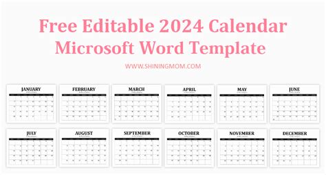 Free Printable Fillable Calendar 2024 Betta Charlot