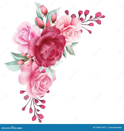 Floral Decoration For Wedding Invitation Card Border Corner Watercolor