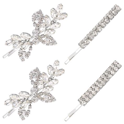 4 pieces rhinestone bridal hair clip leaf wedding hairpin bride pearl crystal hair