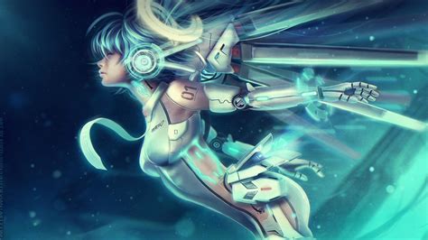 Wallpaper Cyberpunk Anime Futuristic Underwater