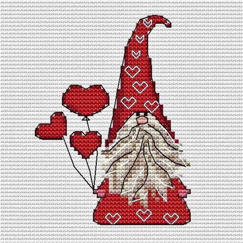 gnome cross stitch pattern valentine gnome mothers day etsy cross