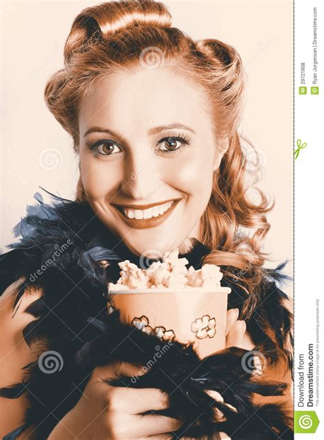 Fifties Pinup Woman Seeing Movie At Retro Cinema Royalty