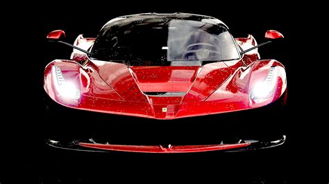 Ferrari Laferrari Red Supercar Front View Black Background Wallpaper